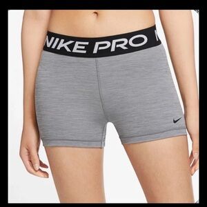 Nike Pro Women Athletic Bike Shorts inseam Mid Rise CZ9857 084 Gray Black Large